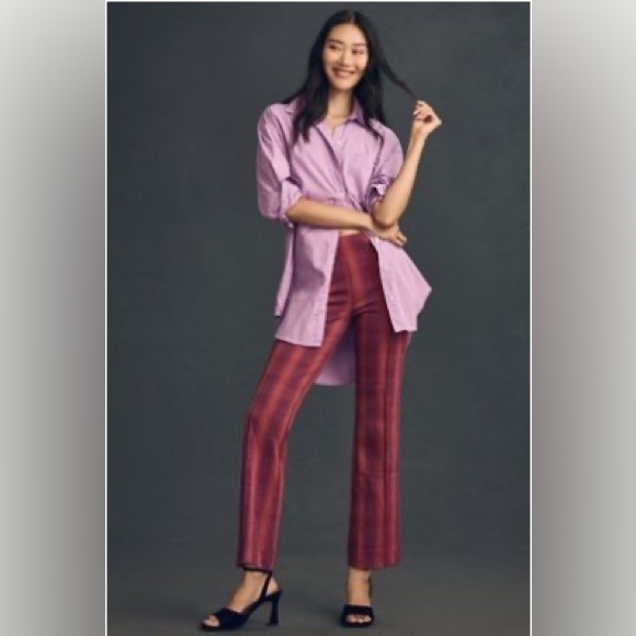 Maeve Pants - Rare Maeve Margot kick flare pant purple pink plaid